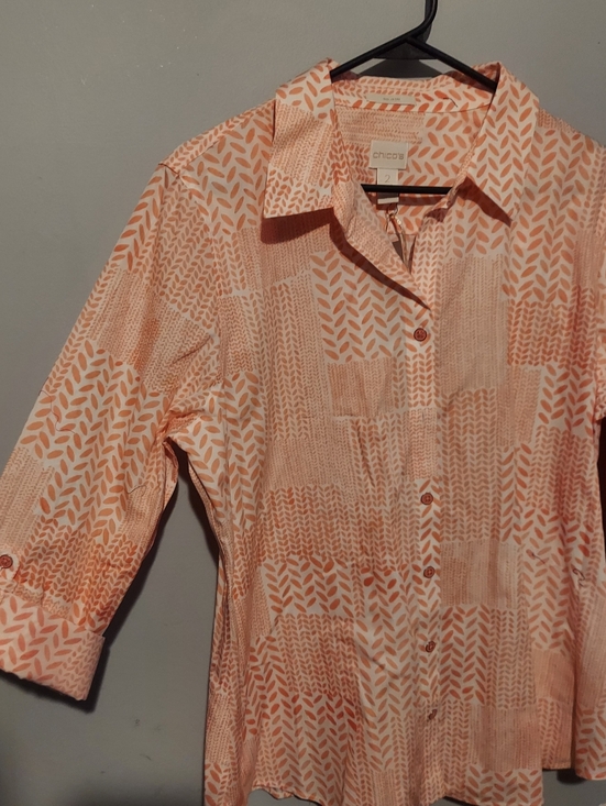 Chico's Tops - NWT Chico's Patchwork No Iron Button Shirt Top Size 2 12/14 Office Career Preppy